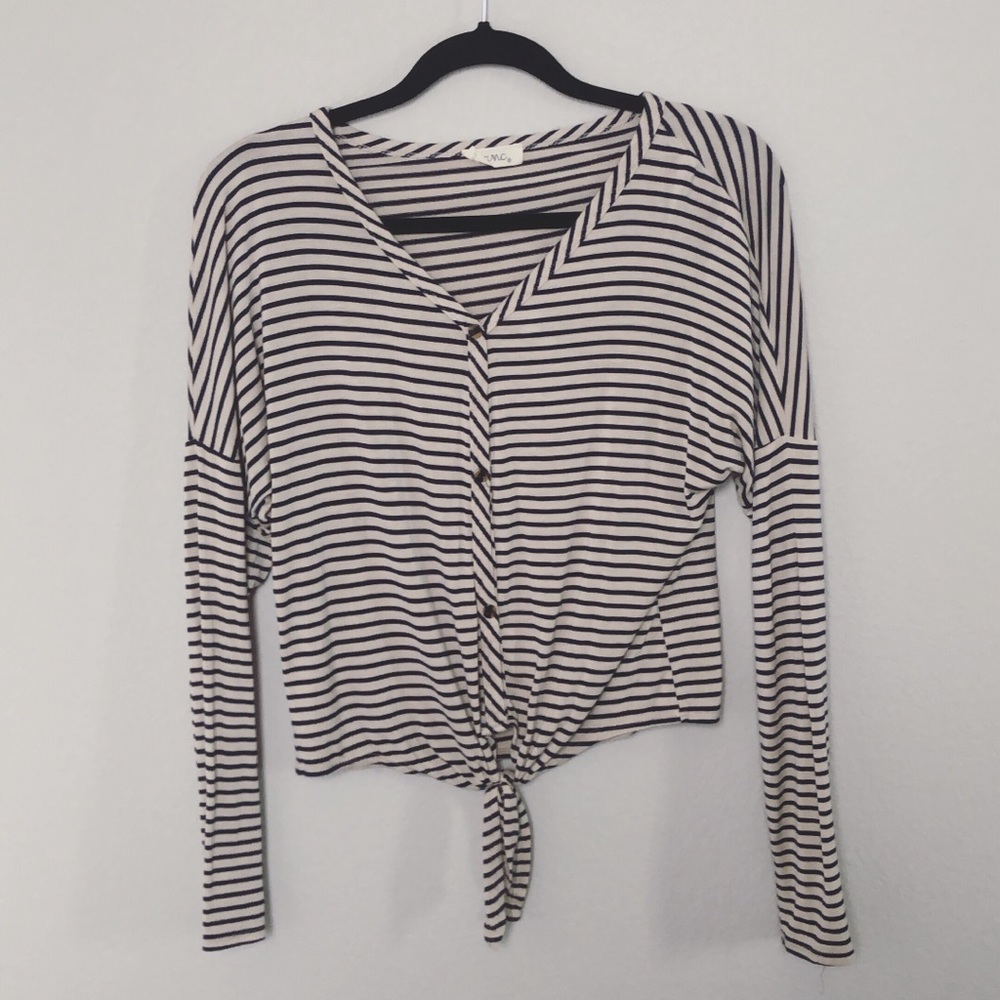 Striped button down blouse